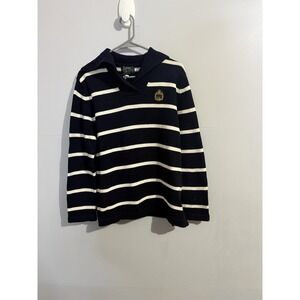 Lauren Ralph Lauren Sweater Womens PM Navy White Breton Striped Sailor Collar